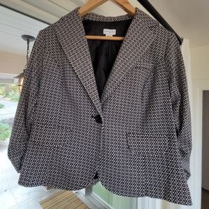 Jaclyn Smith One Button Patterened Blazer With Faux Pockets Size Small